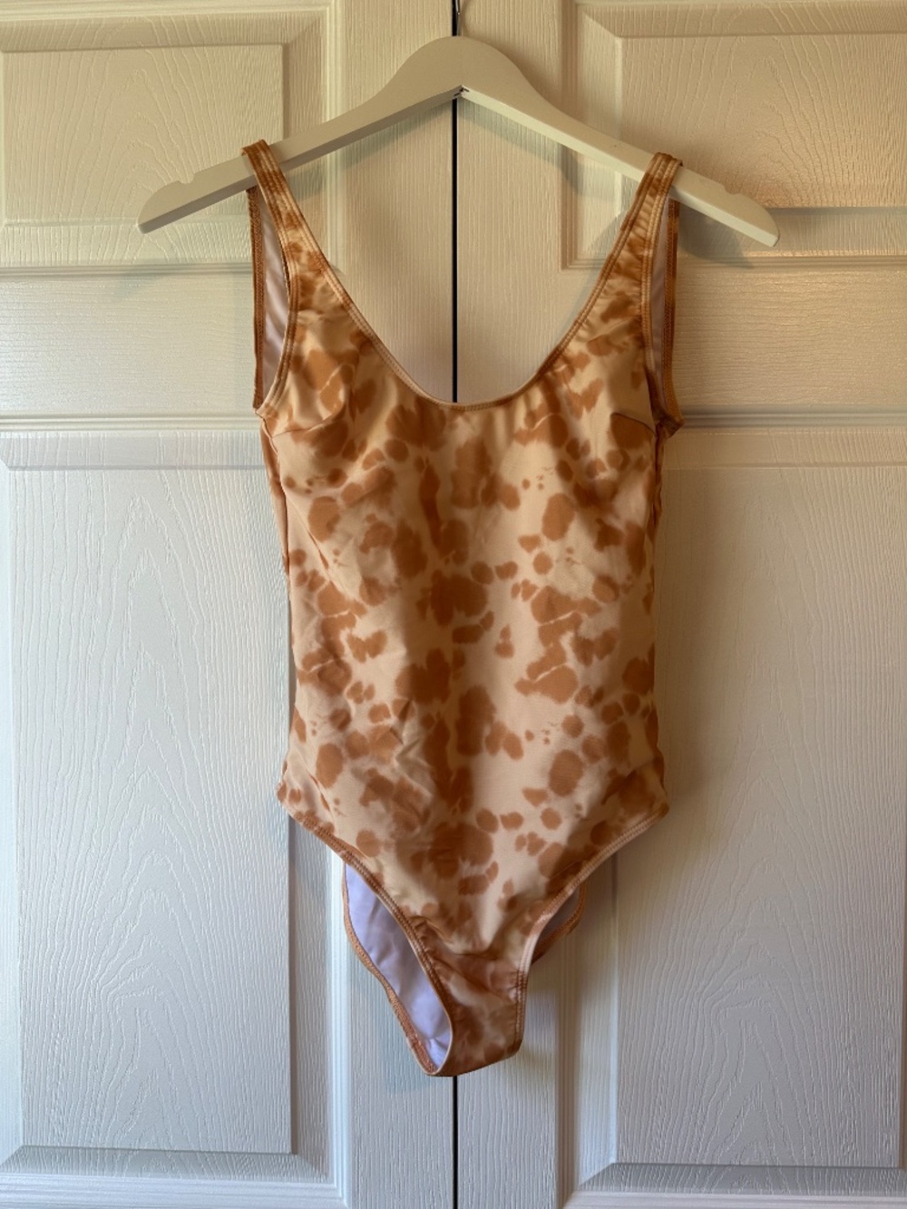 Boohoo Tan Cream Tie Dye One Piece Swimsuit US 6